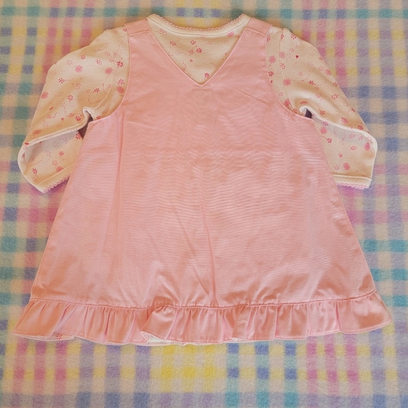 GEORGE ♡ Precious Pink 2pc Embroidered LITTLE MILLY Overalls 'n L|S Onesie 0-3M - Picture 10 of 16